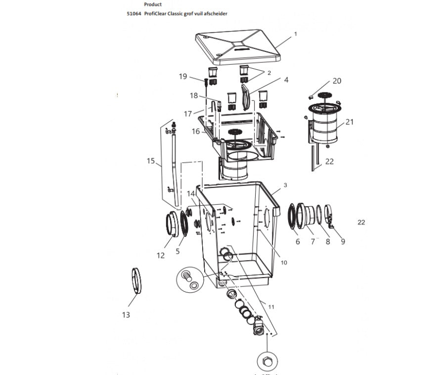 Onderdelenoaseproficlearclassicgrofvuilafscheidertekening