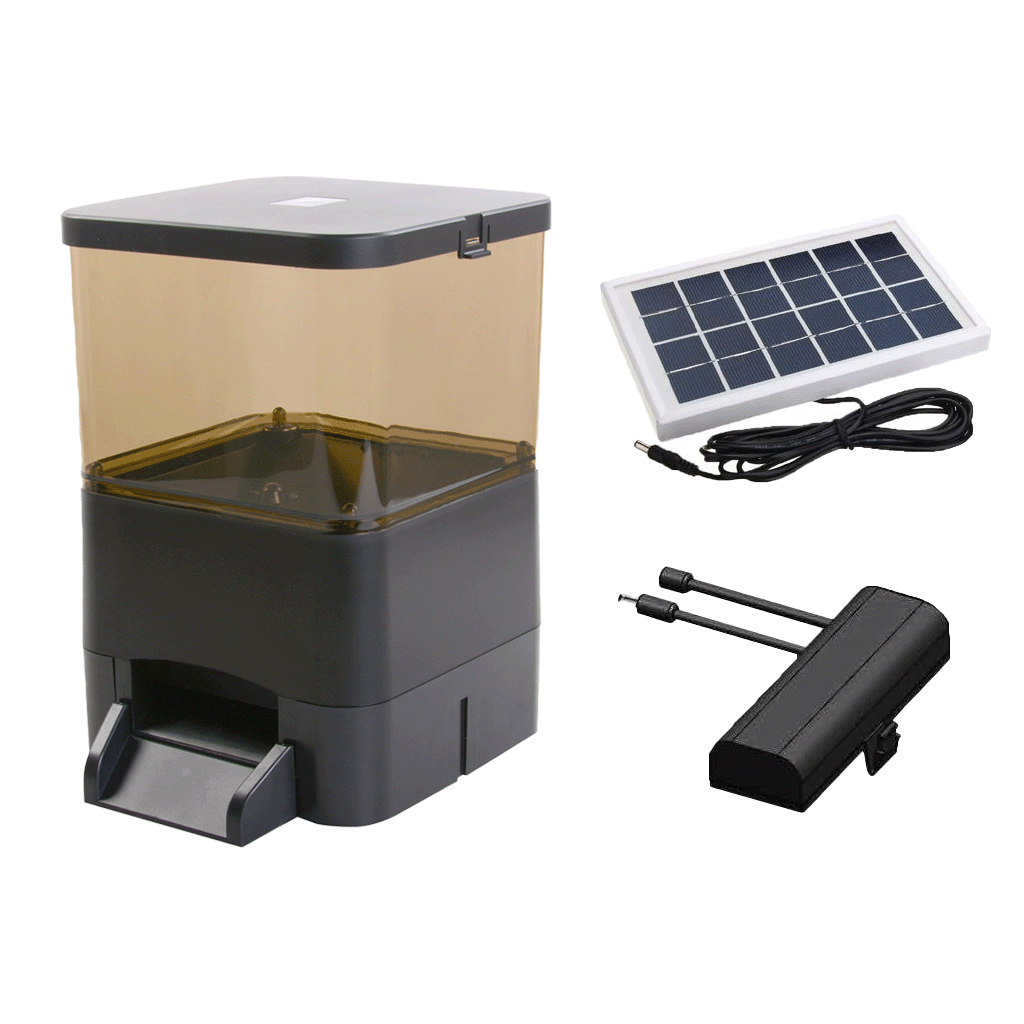 Aquaforte Fish Feeder 8 Liter Met Zonnepaneel en Accu